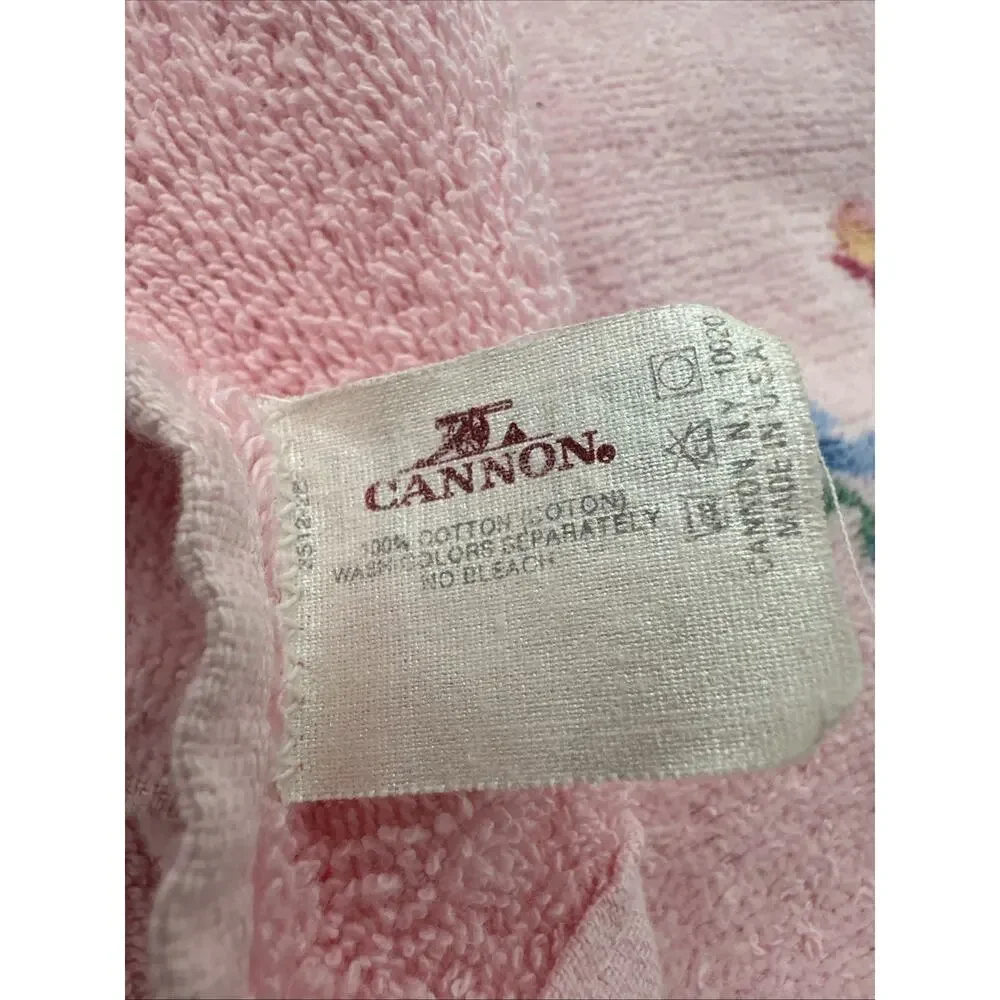 2 Vintage Cannon Royal Family Floral Pink Flower Bath Towel 41x24